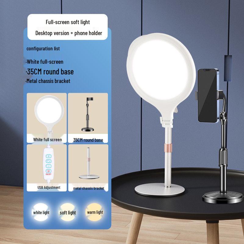 LED Shadowless Desktop Beauty Light: Full Screen Round Flat Panel for Indoor Photography
