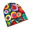 2D Flat Printing Cute Flowers In a Colorful Vase Still Life Painting Urban-Inspired Adult Beanie Fits Well with Layered Looks Morning Coffee Walks Or