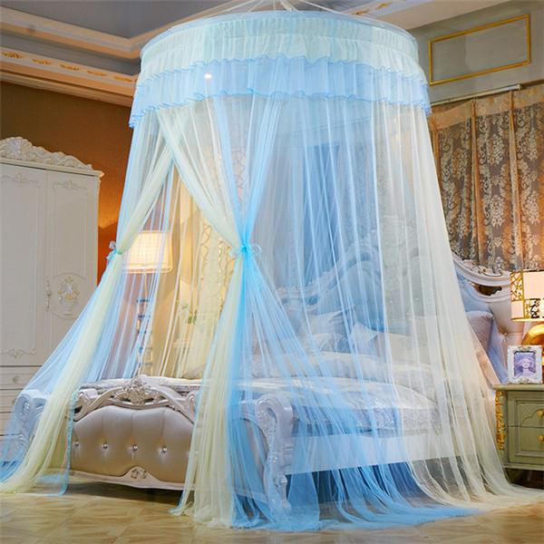 Romantic Princess Dome Mosquito Net Gradient Double Colors Lace Bed Canopy Three-door Hanging Bed Net
