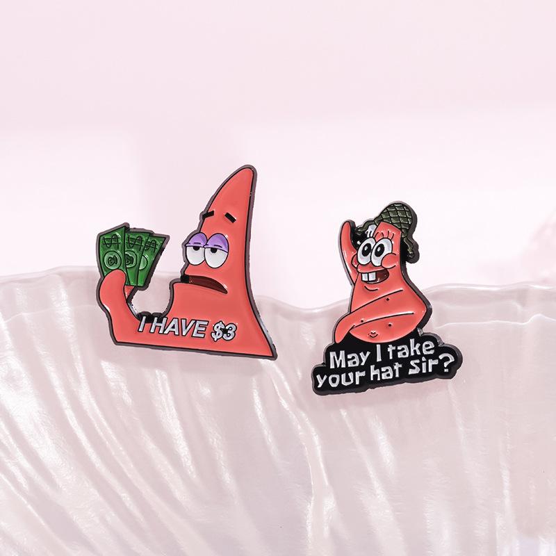Alloy Unique Starfish Brooch Featuring Cute Cartoon Character Design For Trendy Accessory