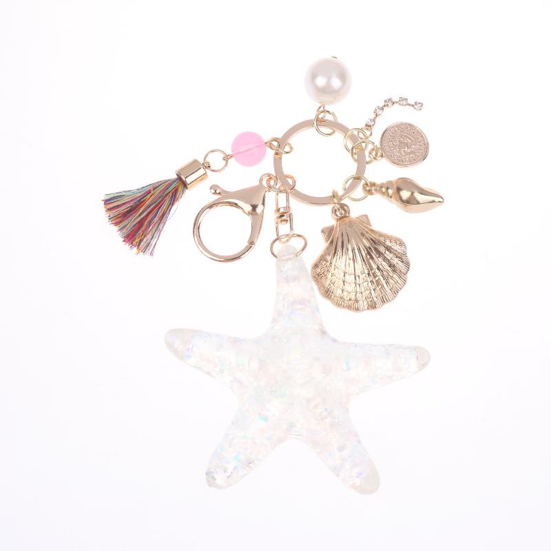 Women Pearl Starfish Accessories Key Ring Starfish Keychain Keychain Bag Pendant Decor Gifts
