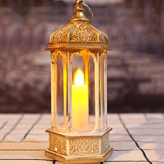 Wind Lantern Six Corners Beautiful Lighting Vintage Christmas LED Candle Lantern Courtyard Decoration
