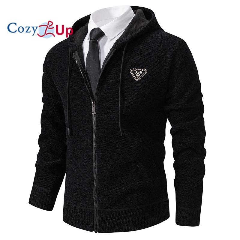 Cozy Up Giacca da Uomo con Cappuccio Lavorazione a Maglia Larga Cappotto Casual