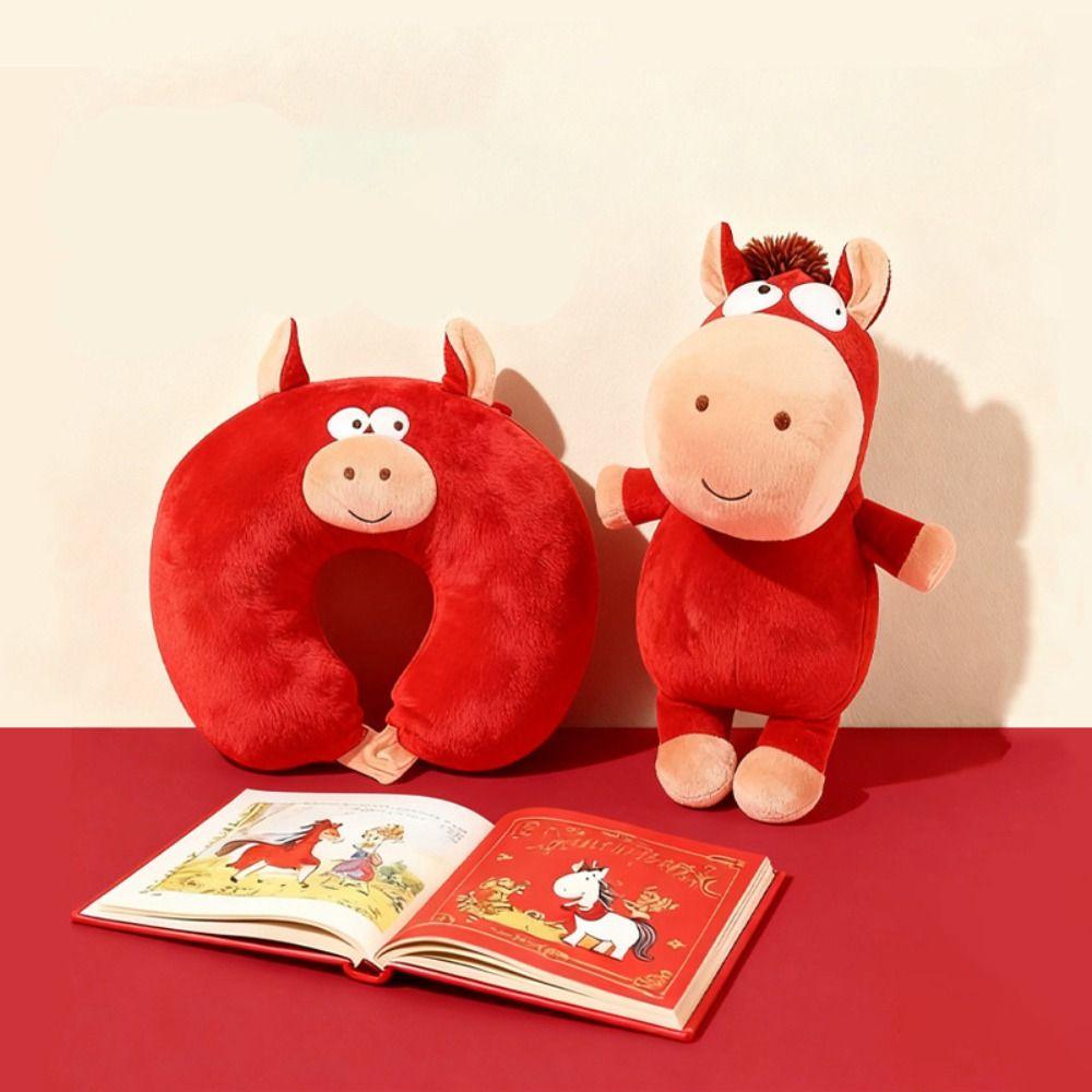 Soft Neck Pillow Skin-friendly Travel Pillow Horse Year Deformable Horse U-shaped Pillow  Gift