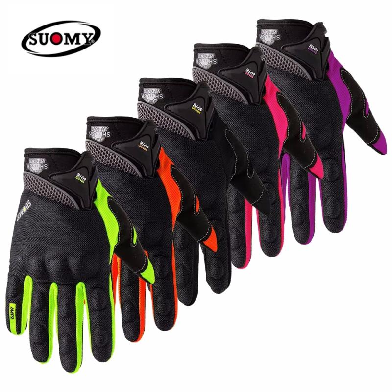 SUOMY SU-09 Motorcycle Gloves Summer Breathable Motorcyclist Gloves Men Women Motorbike Riders Touch Screen Full Finger Gloves
