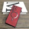 Leather For Magsafe Case For Samsung Galaxy S26 S25 S24 S23 S22 S21 Ultra Plus Shockproof Matte Magnetic Armor Back Funda