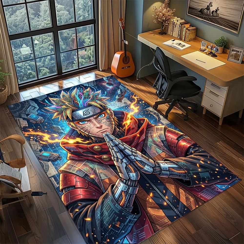 Large Area Rugs Naruto Carpet for Gamer Room Bedroom Home Decor Washable Non Slip Floor Mat