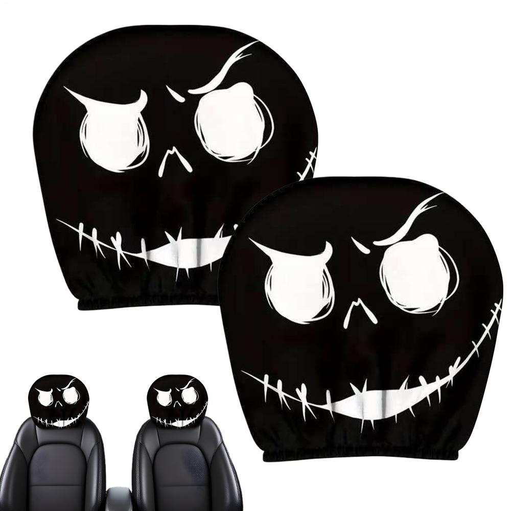 Headrest Cover 2 Pieces Halloween Car Head Rest Cover Protector Decorative Accessories For Automotive SUV Road Trip Daily