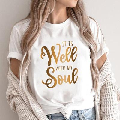 (Asian Size) Graphic Tee T Shirt Clothing Lady Casual Fashion Print Female Casual Women's Top 90s Cute Trend Letter Short Sleeve T-shirts