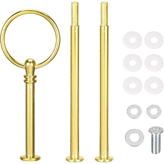 uxcell 2 Sets Cake Tray Stand Handle Cupcake Dessert Plate Hardware Fitting Holder Rod Stand Handle for Cake Stand Wedding Party, 3-Tiers Round Black