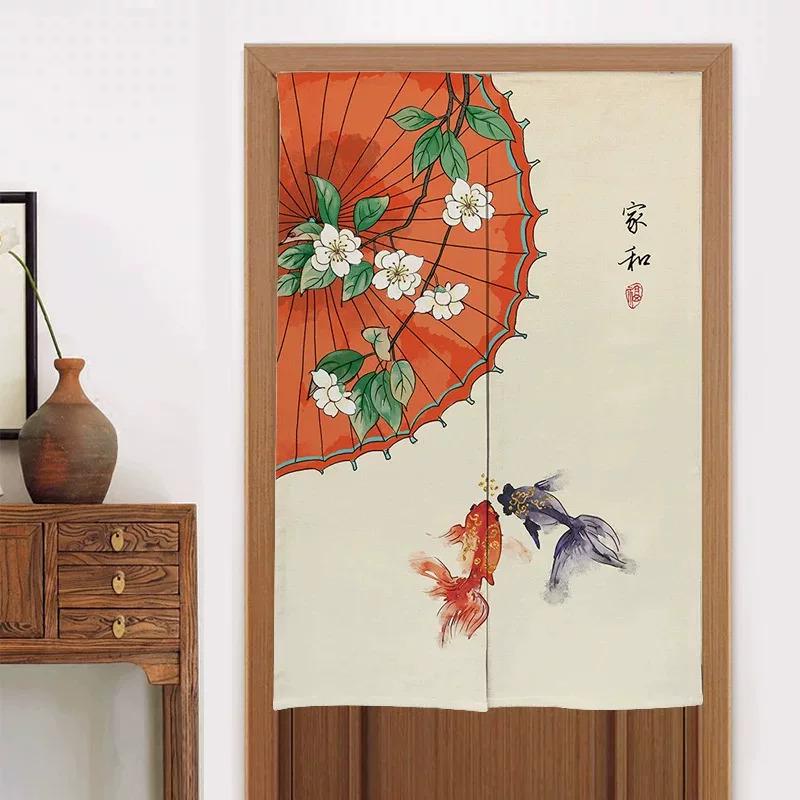 Chinese Half Door Curtain for Kitchen Bathroom Bedroom Partition Windproof Decorative Hanging Screen