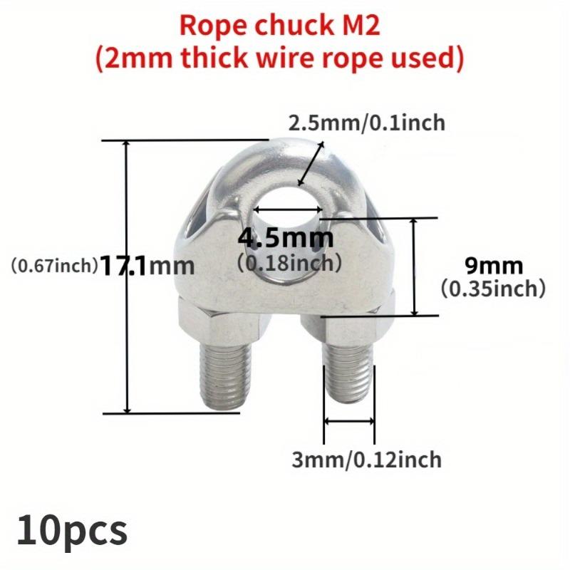 10ks 304 Svorka na drátěné lano z nerezové oceli Svorka ve tvaru U Upevňuje dvojitou svorku pro velké zatížení Svorka z nerezové oceli