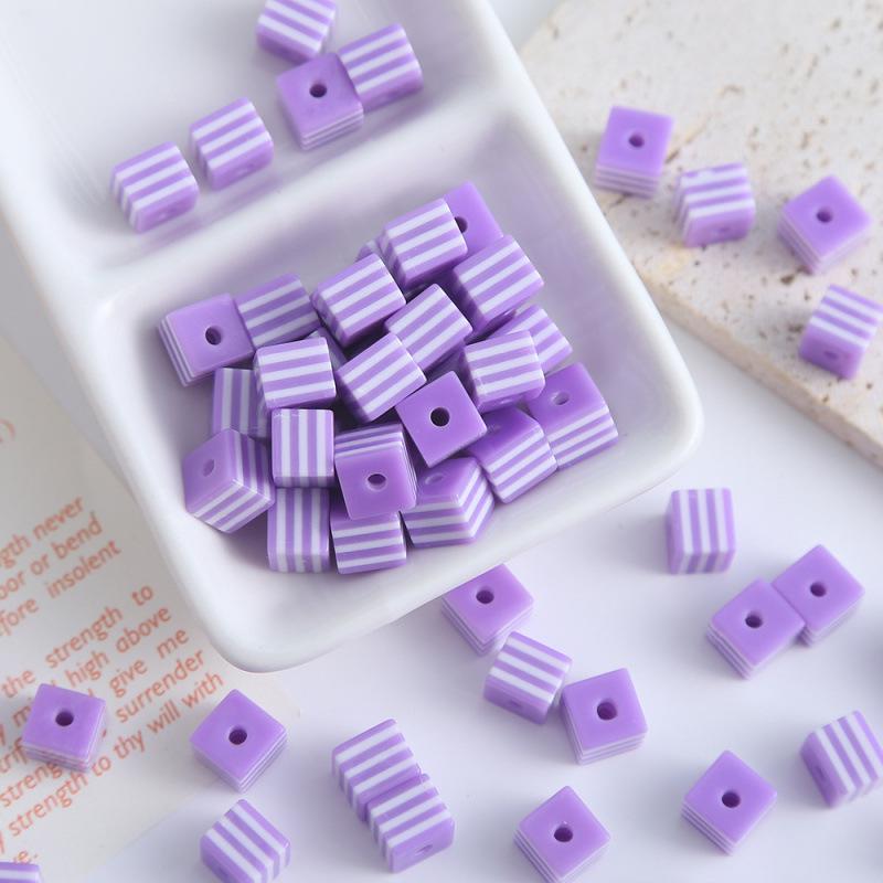 Colorful Square Resin Striped Beads for DIY Necklaces, Bracelets, and Jewelry Accessories