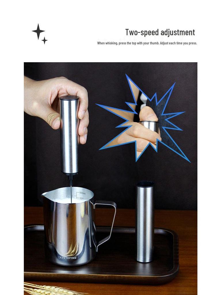 3-Speed Handheld Stainless Steel Milk Frother & Egg Beater with Sleeve
