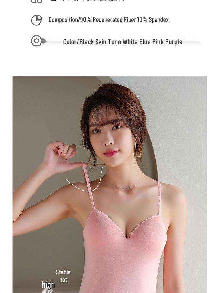 Women's Sexy Deep V Modal Camisole with Fixed Cups and Beautiful Back Design