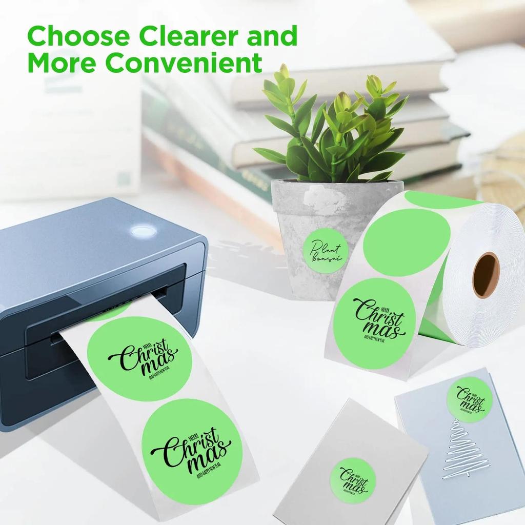 2 Inch Circle Thermal Sticker Labels Self-Adhesive Round Direct Thermal Multi-Purpose Roll Thermal Stickers-600 Labels/1 Roll