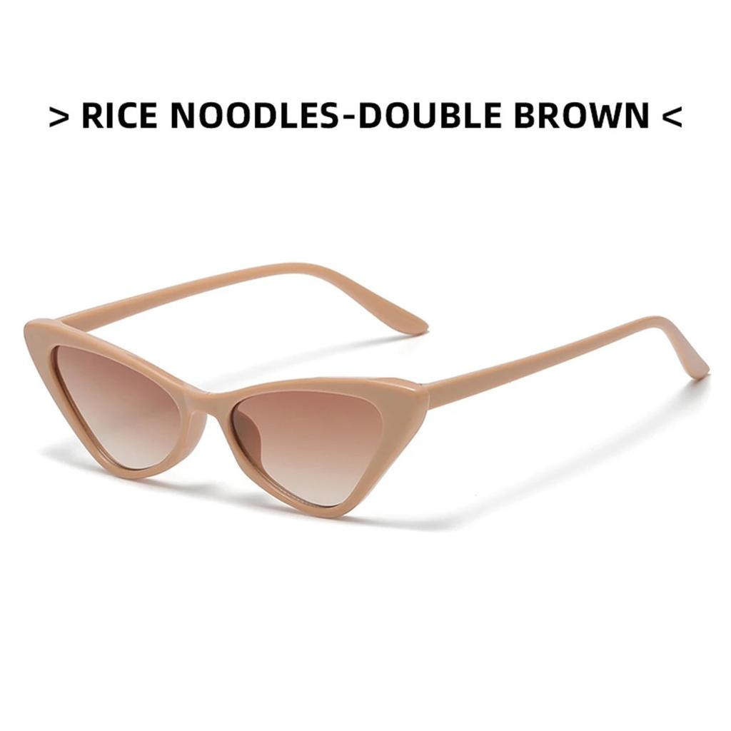 Retro Cat Eye Solbriller UV400 Shades Vintage Små Trekant Solbriller Hip Hop Briller Kvinner Kvinnelige Trendy Briller