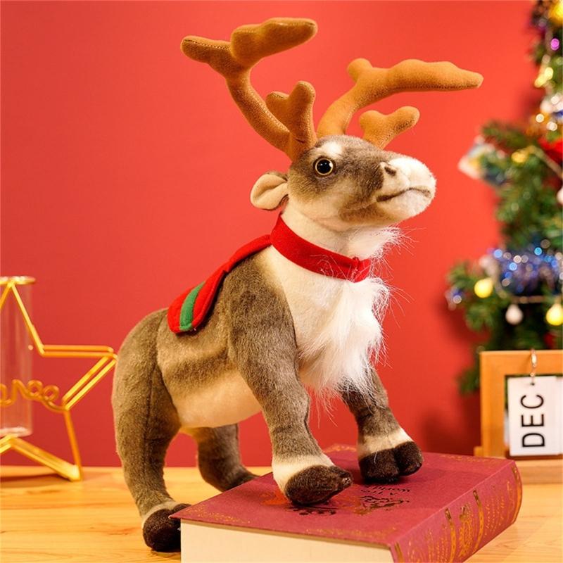 Simulation Deer Doll Plush Toy with Life Like Design Companion Stuffed Animals Toy for Children Christmas Gift Supply