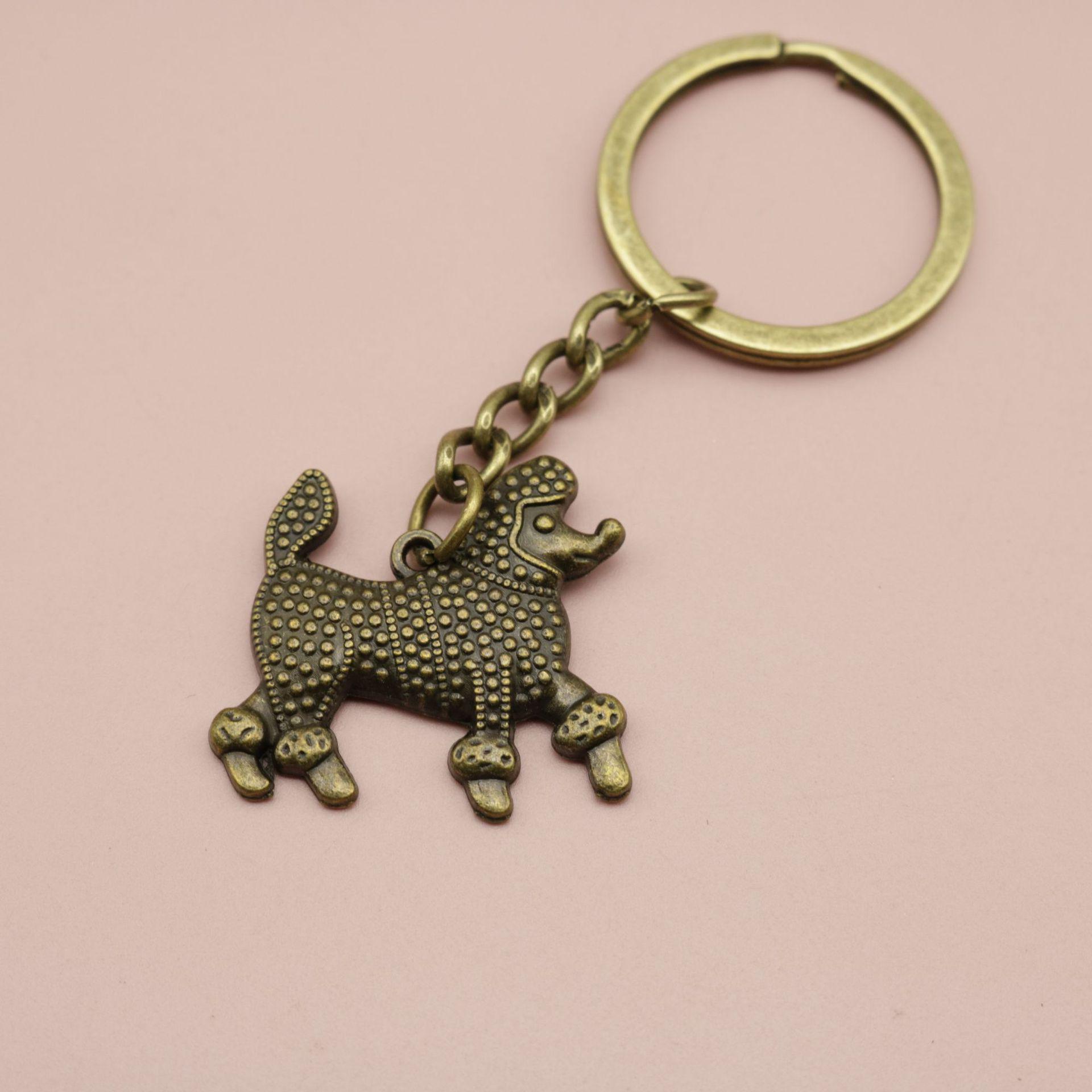 Trendy Simple Dog Poodle Keychain Pendant бронзовый