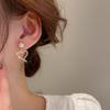 New trendy silver needle empty love earrings women's temperament versatile pearl peach heart stud earrings