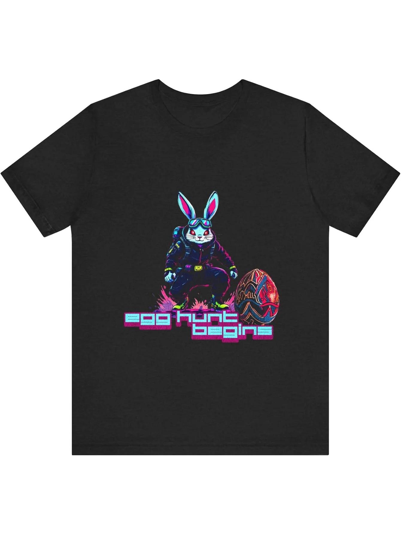 

Rabbit Egg Hunt Begins Retro Gaming Graphic TShirt Breathable Cotton Tee Unisex S