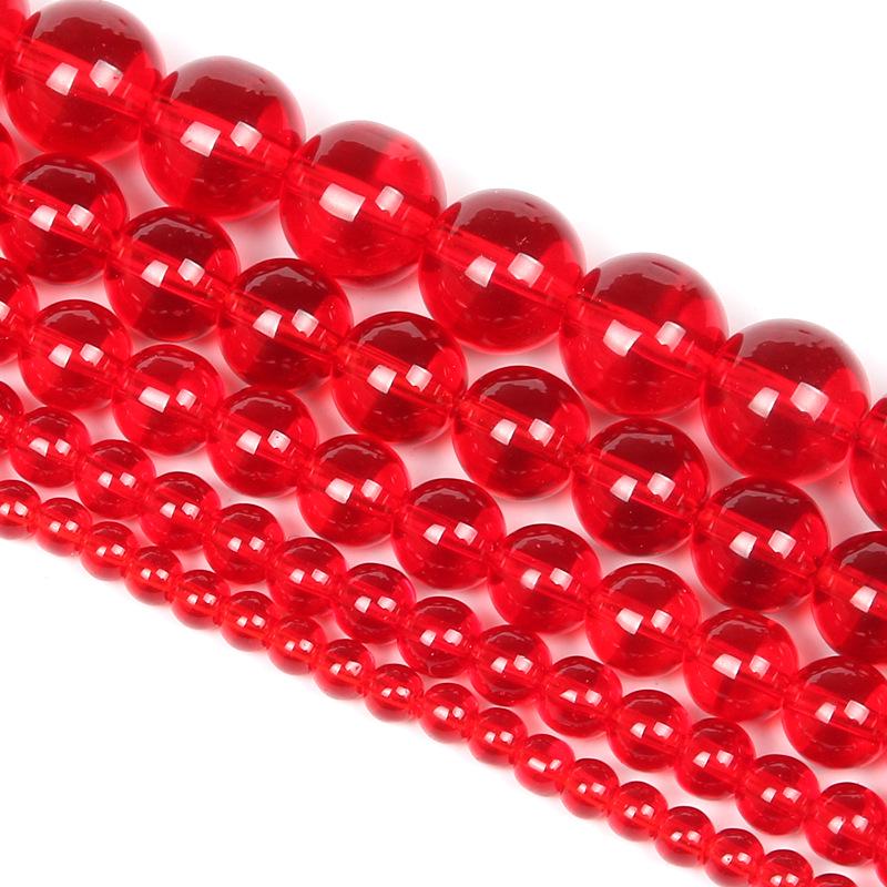 Eco-friendly Glazed Red Glass Beads (4-14mm) for DIY Necklaces & Beaded Curtains