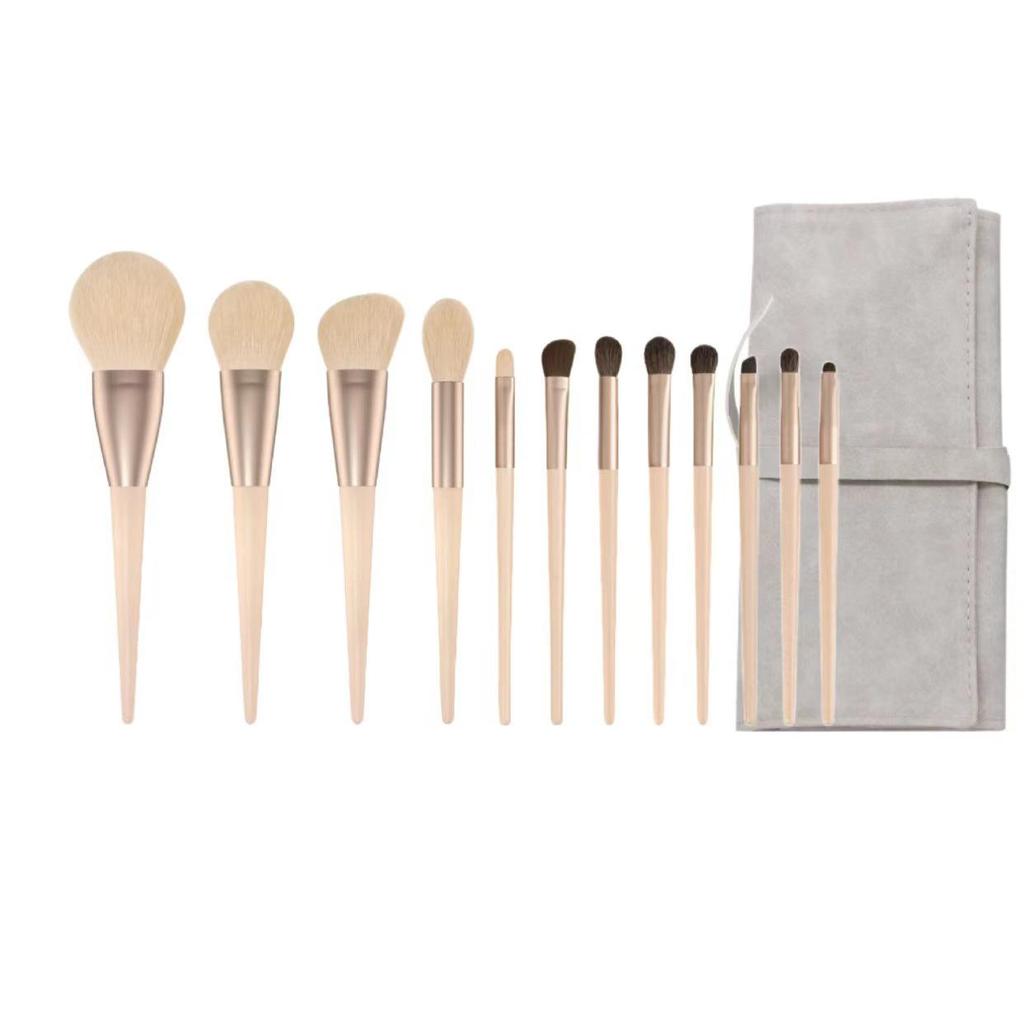 Morandi 12-teiliges Make-up-Pinselset mit weichen Tierhaaren zum Konturieren, für Lidschatten, losen Puder, Rouge und Concealer.