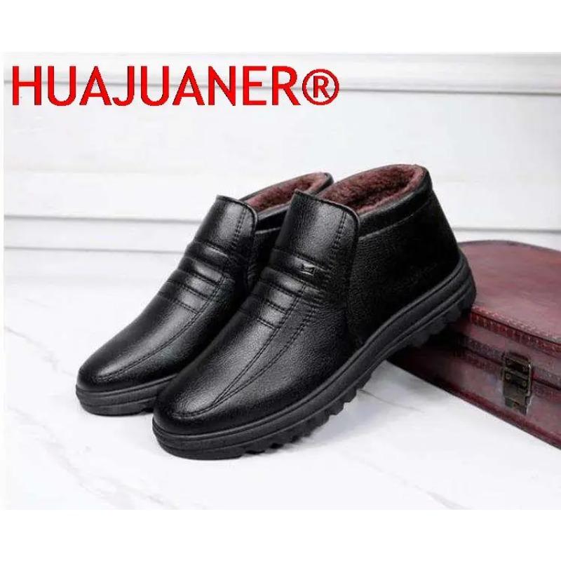 Winter Wasserdichte männer Casual Leder Schuhe Flanell High Top Slip-on Männliche Casual Schuhe Gummi Warme Winter Schuhe für herren