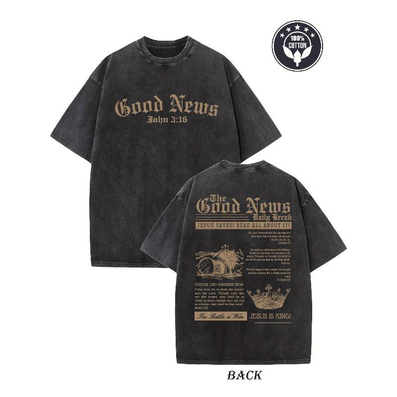 

Men S Pure Vintage Washed T-Shirt Featuring a Double-Sided Pattern Print, Designed with a Loose for a Hip-Hop Street Style,Casual Top , Daily Wear S чёрный