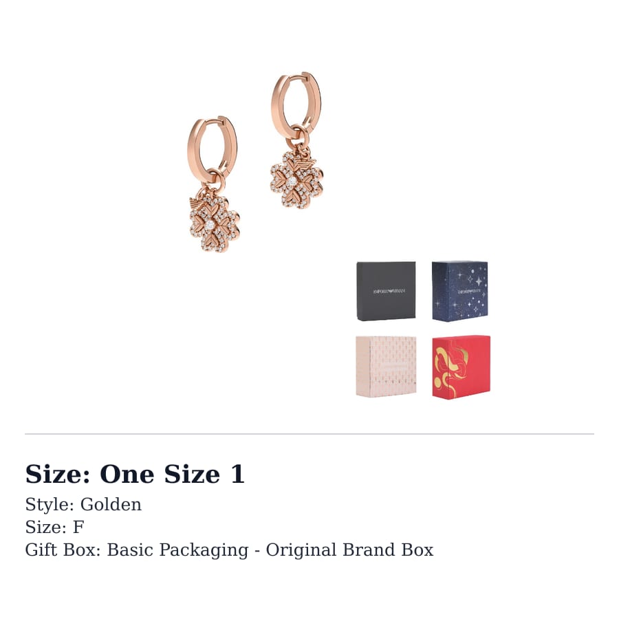 Emporio Armani 925 Sterling Silver Zircon Synthetic Cubic Zirconia Earrings Women's Rose Gold EG3610221