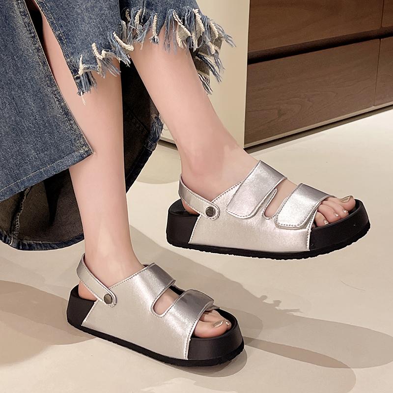 Fashion 2025 Brand Shoes for Women Retro Open Toe Women's Sandals Fashion Casual Sweet Summer Best Seller Solid Comfortable Flat Sandals