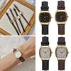 Square Minimalist Quartz Watch Women Petite Wrist Retro Synthetic Leather Strap
