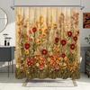 Charming Floral Print Waterproof Shower Curtain For Bathroom, Vibrant Wildflower Design High-End Toilet Partition Curtain