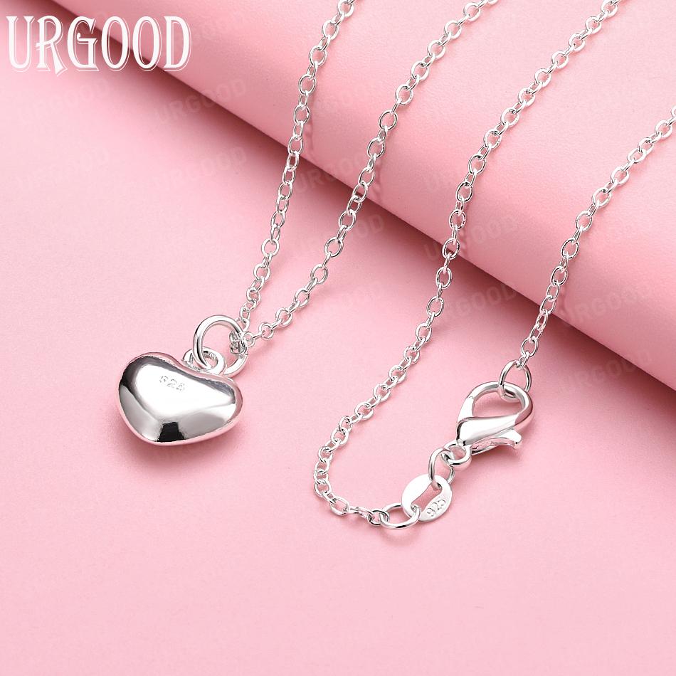 925 Sterling Silver Fashion Gift Heart Pendant Necklace Wedding Jewelry