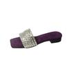 Moda Estate Nuove Pantofole con Tacco Basso Donna Moda Punta Quadrata Aperte Combinazione Sandali con Strass con Cinturino Sottile