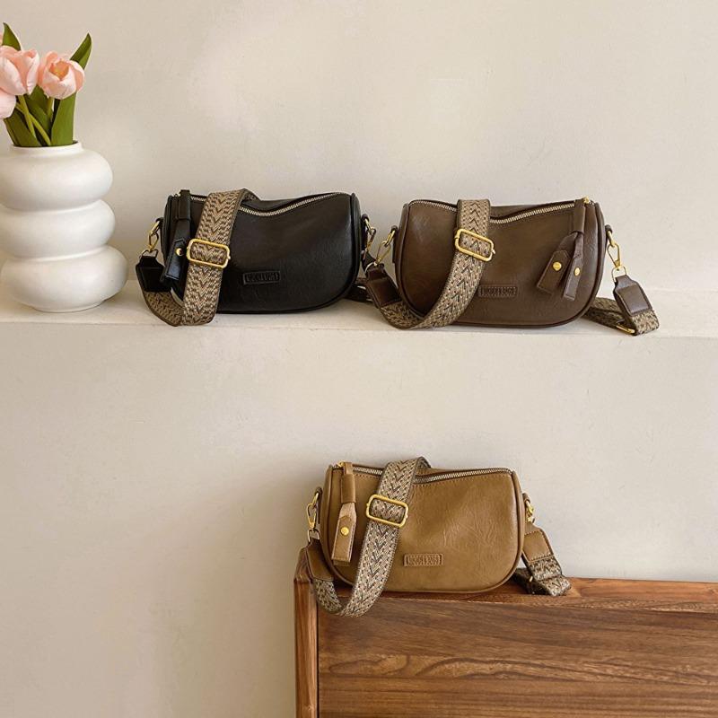 Texture di alta gamma, Borsa a spalla singola casual semplice e alla moda, Borsa a tracolla con tracolla larga