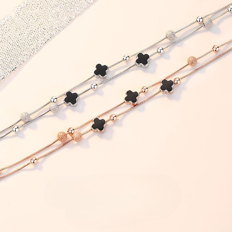 Four-Leaf Clover Anklet Female New Tide Sexy Senior Sense Of Foot Chain Tanabata Gift To Girlfriend