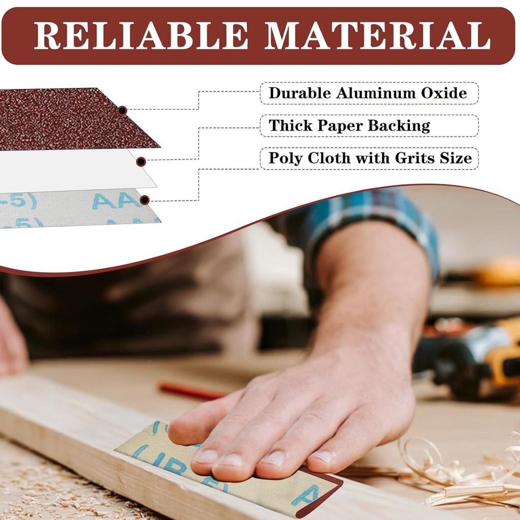 6M Sandpaper Roll (80/150/320 Grit) – Emery Cloth Abrasive Sheets for Drum Sander, Suitable for Woodworking, Automotive & Metal