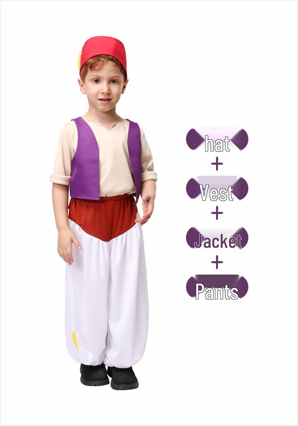 Halloween Kids Aladdin Magic Lamp Prince Cosplay Costume Small