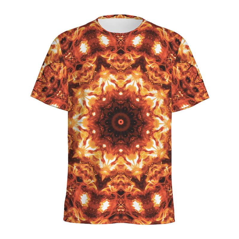 Buntes Kaleidoskop 3D-gedrucktes T-Shirt für Herren Psychedelisches Muster T-Shirt Sommer Lässig Kurze Ärmel Rundhals T-Shirts