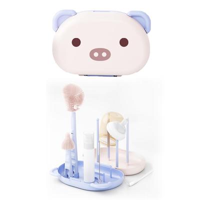 Babyflaschenreinigung Flasche und Trocknen Faltbar für Reisen Hebammenempfohlenes Etui, Schwamm, Sterilisator, Ständer, (blau)