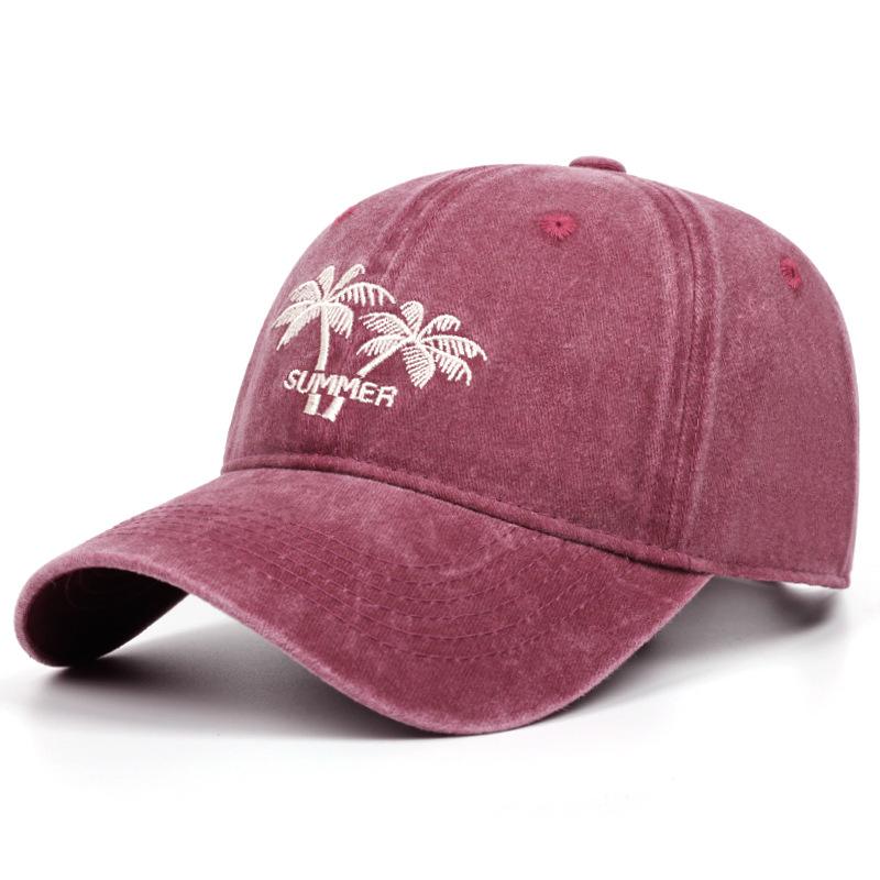 Doitbest Unisex Washed Cotton Cap Coconut Tree Embroidery Vintage Baseball Cap Men Women Casual Outdoor Dad Hats