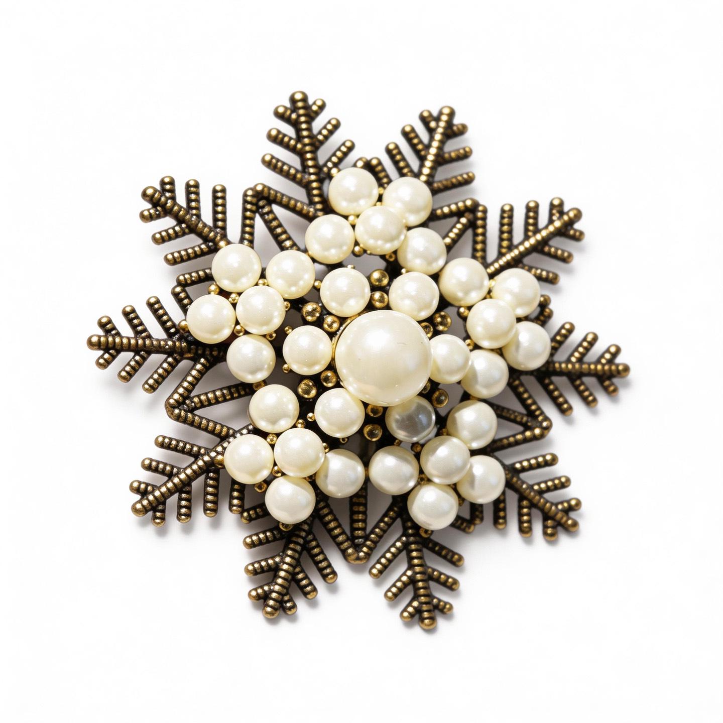 Bo Xin Yun Vintage Pearl Snowflake Brooch - Retro Style Accessory