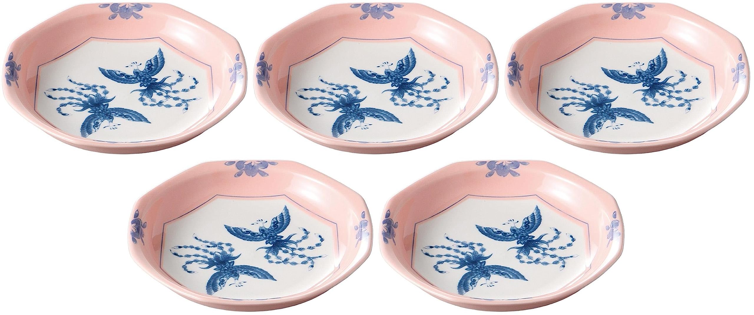 

Set of 5 Phoenix Pink Octagonal Plates x x (Large) [18.5 18.5 3.5cm] [Medium Plate]