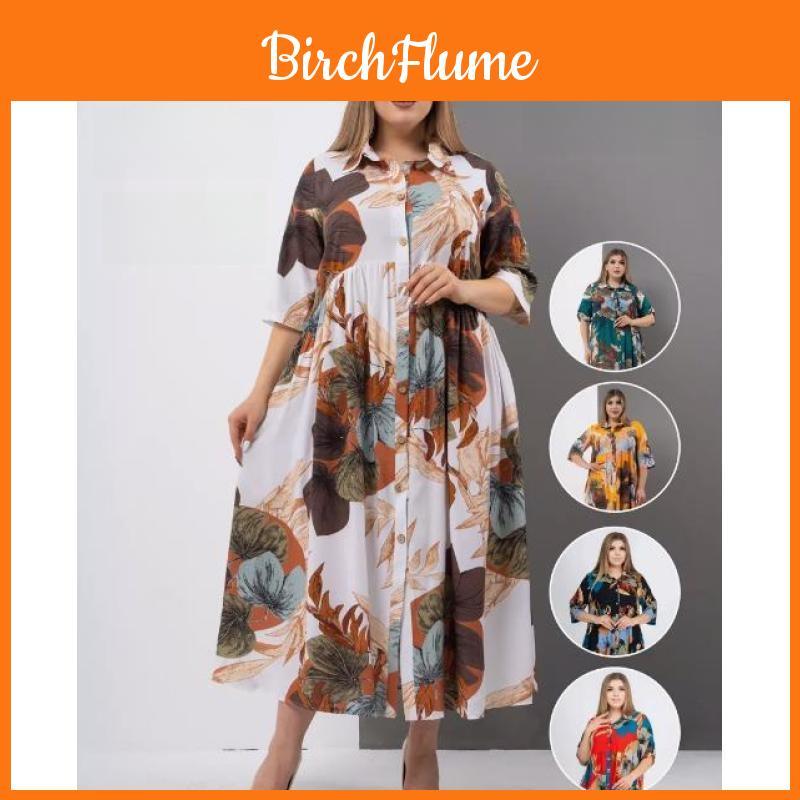 Cotton Sleep Dress With Button Closure For Plus Size Women