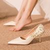 Stiletto Single Shoes Autumn New Pointed Toe Shallow Mouth Flower Non-Slip Wear-Resistant High Heels