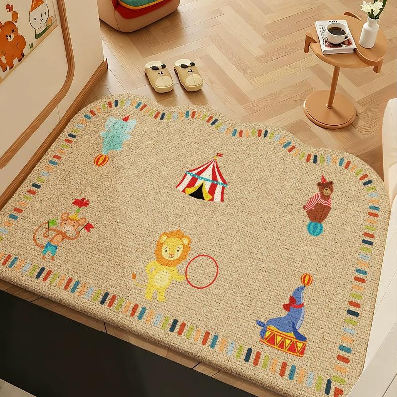 Entrance Doormat Welcome Rug Stain-resistant Wear-resistant Floor Mat Solid Color Geometric Pattern Carpet Home Decoration Rugs