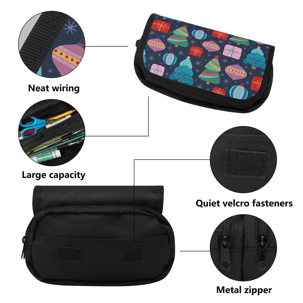 Pencil Bag 300D Polyester Double Layer Zipper Closure with Two Layers for Pens Stationery and Small Accessories for Boys Girls