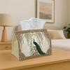 1pc Classical Elegant Tissue Box-Perching Peacock Archway, Durable Napkin Organizer, Kitchen, Dining, Home Decor-Decorative Tabletop Party Tissue Box,