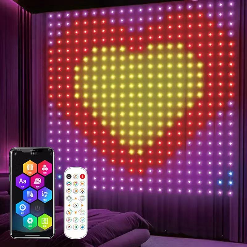 400LED Smart Curtain Fairy Lights RGB APP Control Dimmable DIY Patterns Christmas Garland String Lights for Home Bedroom Decor